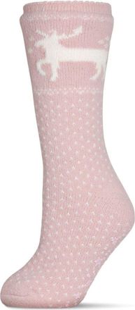 MeMoi Pretty Prancer Fleece Lined Slipper Socks in Pink at Nordstrom, Size 9
