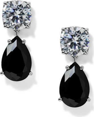 Nadri Maiden Cubic Zirconia Drop Earrings in Rhodium/Black at Nordstrom