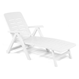 Dmora Dmora Chaise Longue De Jardin Pliante &Agrave; Roulettes, Solarium, Made In Italy, 72x189x96, Couleur Blanche