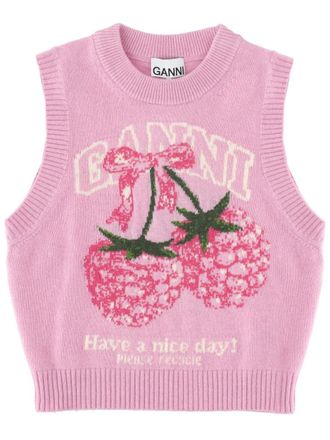 Ganni Wool-Blend Gilet - Pink