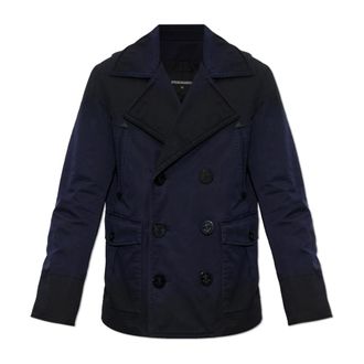 Dsquared2 Double-Breasted Coats, male, Blue, Size: 2XL Double-Breasted Coat