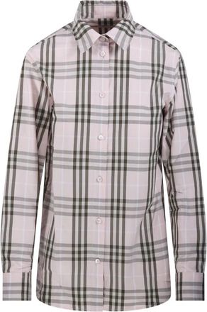 Burberry Emma Check Shirt - Dames - Casual Overhemden - Veelkleurig - 3XS - Katoen - Overhemden