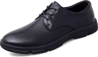 Generic Dress Oxford for Men Lace Up Round Toe Derby Shoes Leather Slip Resistant Rubber Sole Non Slip Business(Black,6.5 UK)