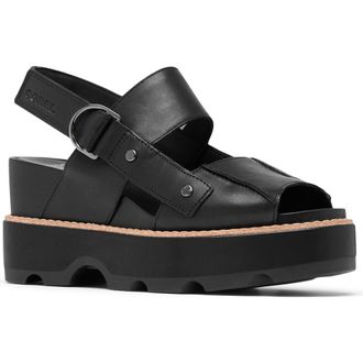 Sorel Joanie IV Platform Wedge Sandal in Black/Black at Nordstrom Rack, Size 7.5