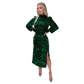 AX PARIS Midi-jurk met hoge halslijn van polyester voor dames (Groen)