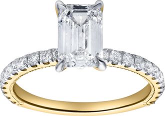 LuvMyJewelry Kiara 14K Gold Emerald Cut Lab Grown Diamond Engagement Ring - 2 ct