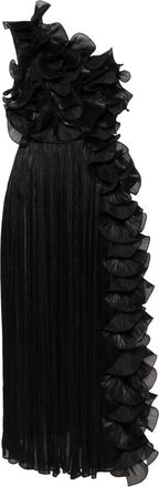 Ana Radu one-shoulder plissé gown - women - Polyester - M - Black