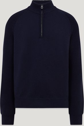 Belstaff Aspect Quarter Zip Jumper Mens Merino Wool Dark Ink Size XL