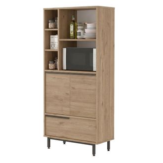 Dmora Aparador Cinisi, Alacena 4 Estantes, 3 Puertas, 7 Espacios, 75x36x162h Cm Roble Marr&oacute;n