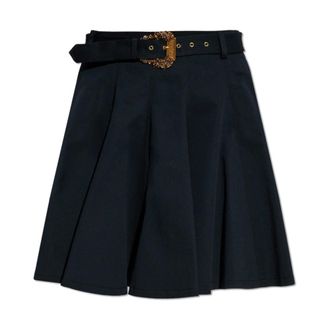 Versace Jeans Couture Short Skirts, female, Black, Size: 2XS Belted Pleated Skirt