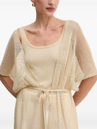 Liviana Conti fringed long cardigan - women - Metallised Fibres/Viscose/Polyester - One Size - Neutrals