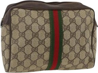 Gucci Pre-owned Clutches, female, Multicolor, Size: ONE SIZE Pre-owned Vintage GG Canvas PVC Leather Clutch