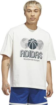 adidas Mens adidas Worldwide Hoops Logo Graphic Basketball T-Shirt - Off White Size XL