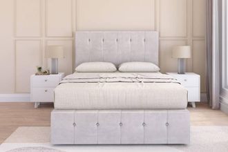 Sloomy Cambridge Plush Divan Set 2 Drawers - 54 Headboard-12 Footboard in Silver | Size: Double