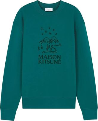 Maison Kitsuné graphic-print sweatshirt - men - Cotton - L - Green