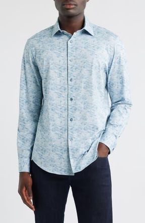 Bugatchi Jimmy OoohCotton Abstract Floral Button-Up Shirt in Aloe at Nordstrom Rack, Size Xx-Large
