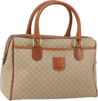 Celine Vintage Macadam Handbag Canvas And Leather Beige Canvas Handbag (Pre-Owned)