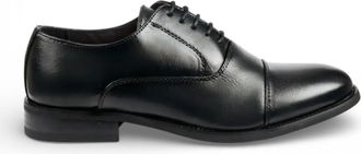 Infinity Leather Mens Black Classic Cap-Toe Oxford Formal Lace-Up Brogue Shoes
