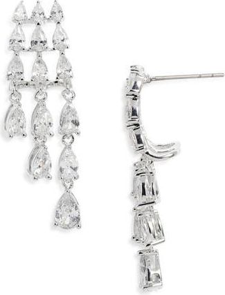 Nordstrom Cubic Zirconia Cascading Pear Chandelier Earrings in Clear- Silver at Nordstrom Rack