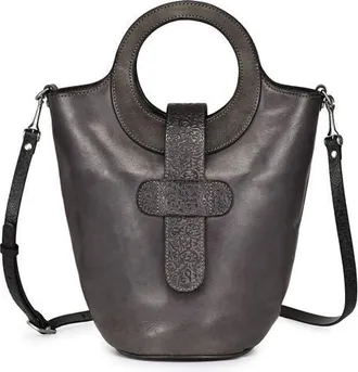 OLD TREND Lily Genuine Leather Structured Everyday Bucket Crossbody in Grey at Nordstrom