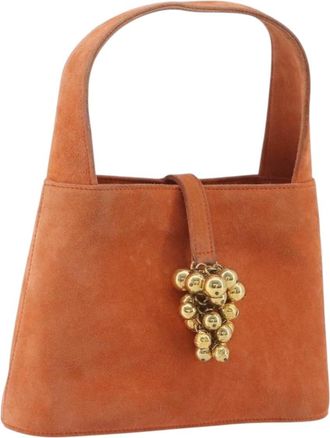 Ferragamo Vintage Top Handle Suede Orange Suede Handbag (Pre-Owned)