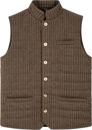 Stenstr&ouml;ms Gestreept Vest van Wol en Polyester - Heren - Bodywarmers - Bruin - XL - Wol - Jassen