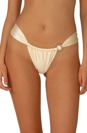 Montce Swim Cream Silkie Sandra Faux Pearl Bikini Bottoms at Nordstrom, Size X-Large
