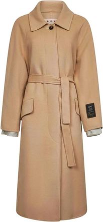 Marni Beige Belted Raglan-sleeves Coat