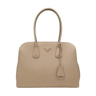 Prada Large Leather Tote Bag - female - Prada - Shoulder Bags - Beige - ONE SIZE - Bags