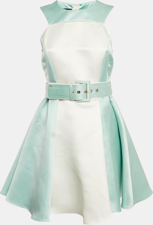 Elisabetta Franchi Blue/white Satin Flared Mini Dress