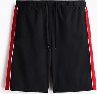 H&M Loose Fit Printed Shorts in Black/honda at Nordstrom, Size Xx-Large