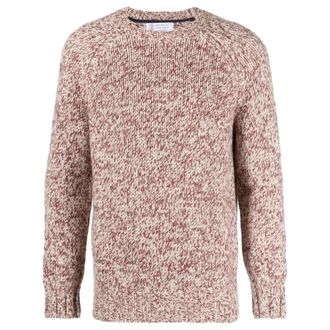 Brunello Cucinelli Marled Red Crewneck Knit Sweater, Brand Size 50 (US Size 40)