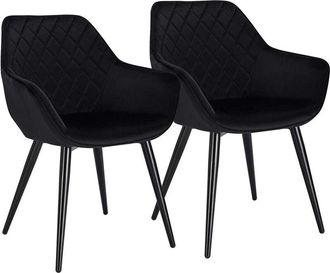 Woltu Set of 2 dining chairs Kitchen Side Velvet Seat. Reception chairs Armchairs Black - Woltu