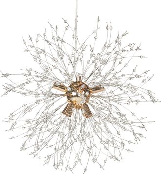 Beliani L&aacute;mpara De Techo De Metal Dorado Transparente 192 Cm 8 Cuentas Vidrio Torola