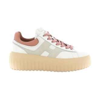 Hogan Sneakers, female, White, Size: 8 US Platform Leather and Suede Lace-Up Sneakers