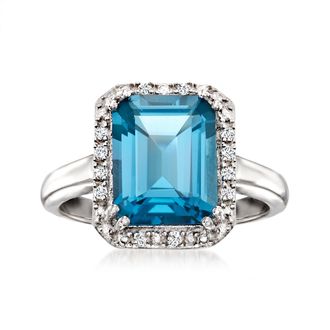 Ross-Simons London Blue Topaz Ring With Diamond Accents in Sterling Silver