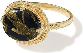 Tiramisu Plated 3.55 Ct. Tw. Black Copper Onyx Solitaire Ring