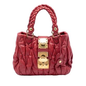 Miu Miu Pre-owned Handbags, female, Red, Size: ONE SIZE Pre-owned Pleated Satchel
