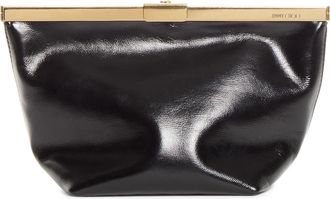 Jimmy Choo London Ganache Leather Clutch in Black/gold at Nordstrom