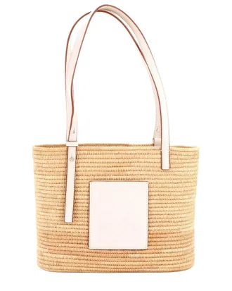 Loewe Beige Woven Raffia Square Basket Tote Small (Authentic Pre-Loved)