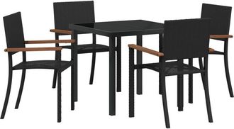 vidaXL Conjunto De Comedor De Jard&iacute;n 5 Pcs Negro Y Marr&oacute;n Vidaxl