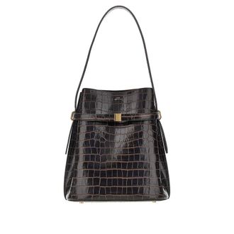 Toteme Croco-embossed leather Belted bucket bag Woman One Size