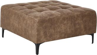 Beliani Otomana Moderna Cuadrada De Piel Sint&eacute;tica Con Capiton&eacute; Sala De Estar Marr&oacute;n Aberdeen