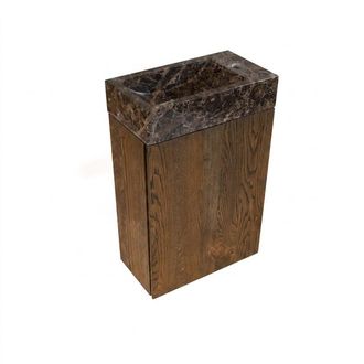 Saniclass Holz Pure Toiletmeubelset - 40x60.5cm - 1 deur - fontein dark emporador - kraangat rechts - eiken charcoal