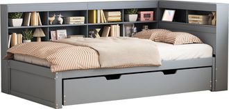 STILVORA Cama Nido 90 X 200 Cm Y 90 X 190 Cm De Madera Con Compartimentos De Almacenamiento, Puerto Usb, Sin Colch&oacute;n, Gris