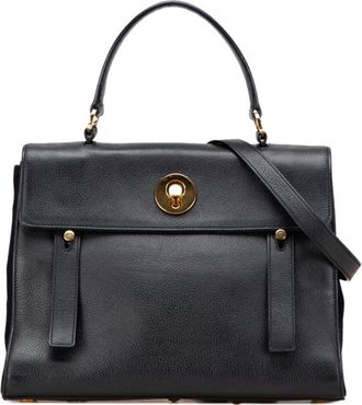 Saint Laurent Black Leather Shoulder Bag Tote Bag (Pre-Owned)