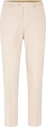 Oscar Jacobson Beige Slim Fit Katoenen Stretch Broek - Heren - Nette broeken - Beige - S - Katoen - Broeken
