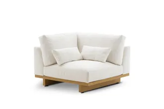 Castlery Performance Fabric Corner Sofa with Removable Covers - White, Light Brown | Mori by Castlery