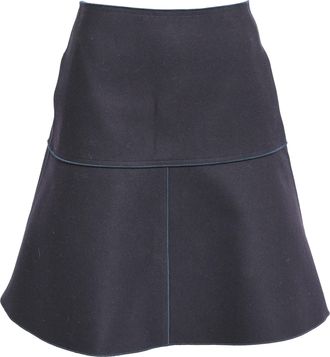 Jil Sander Navy Panelled Mini Skirt in Black Wool