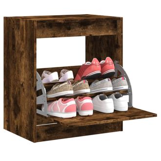 vidaXL Zapatero De Madera De Ingenier&iacute;a Roble Ahumado 60x42x69 Cm Vidaxl